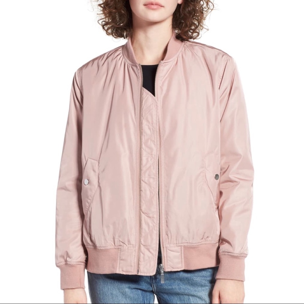 NORDSTROM B.P. PINK PLEATED BOMBER JACKET